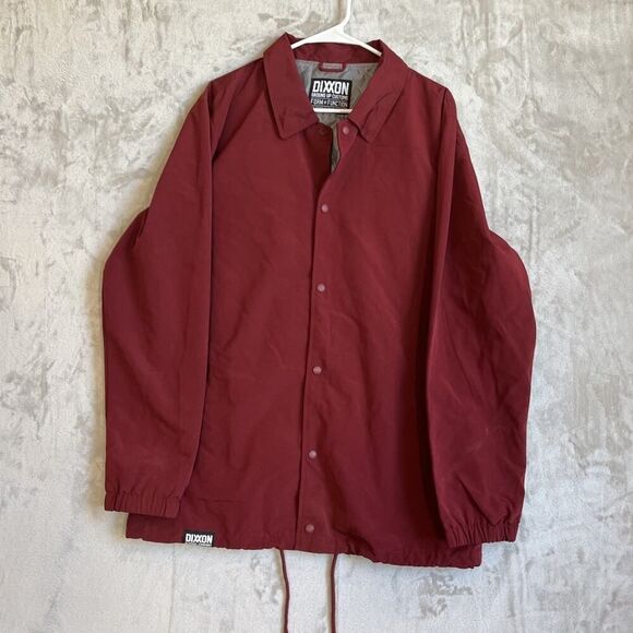 Dixxon Mens Sz L Ground Up Customs Windbreaker Jacket Maroon Snap Front Workwear - Picture 1 of 12
